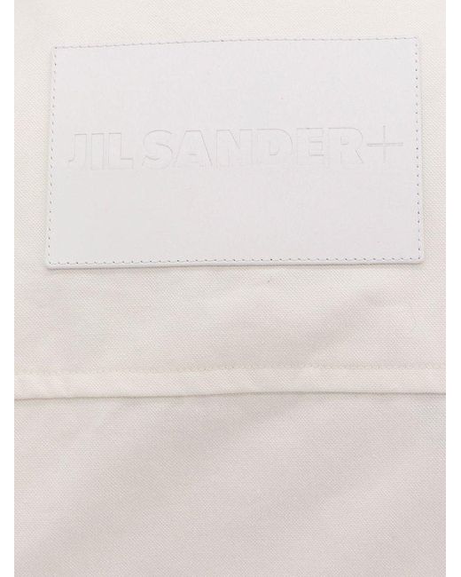 Jil Sander White + Logo Patch Zip-up Shirt Jacket for men