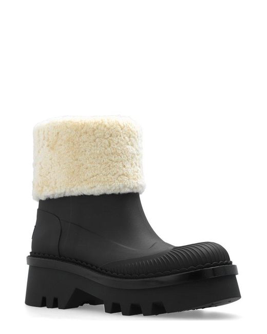 Chloé Black Raina Shearling-trimmed Ankle Boots