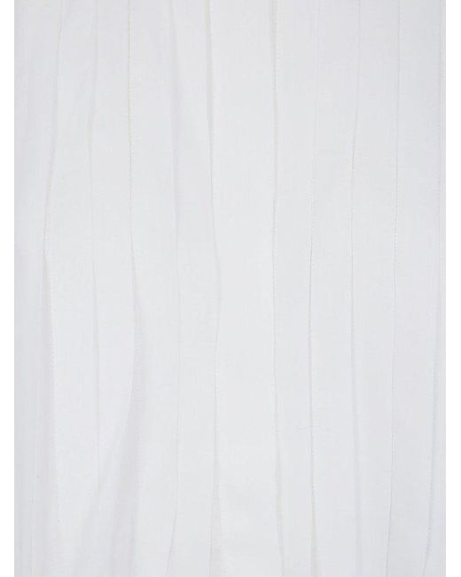 Antonelli White Sleeveless Pleated Midi Dress