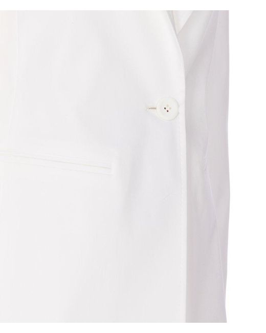 Max Mara Studio White Single-breasted Long-sleeved Jacket