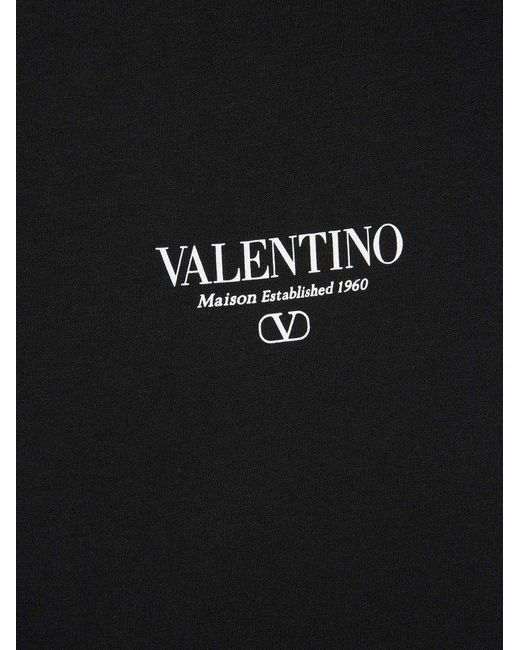 Valentino Black Logo Printed Crewneck T-shirt for men