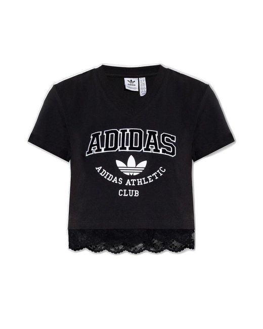 Adidas Originals Black Lace-trimmed T-shirt
