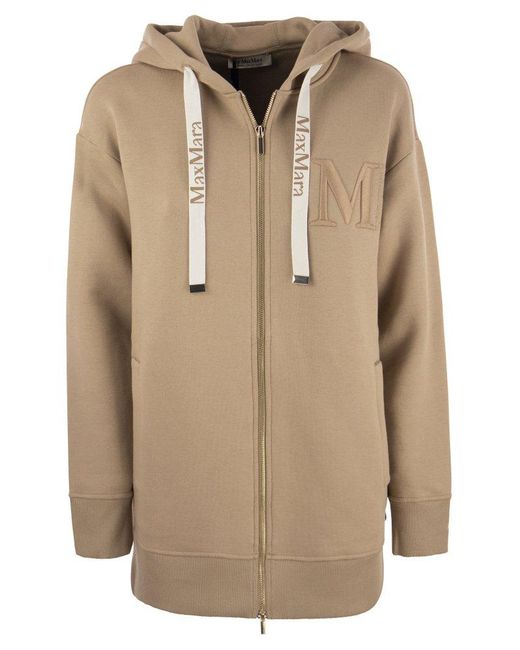 Max Mara Natural Zip-up Drawstring Hoodie