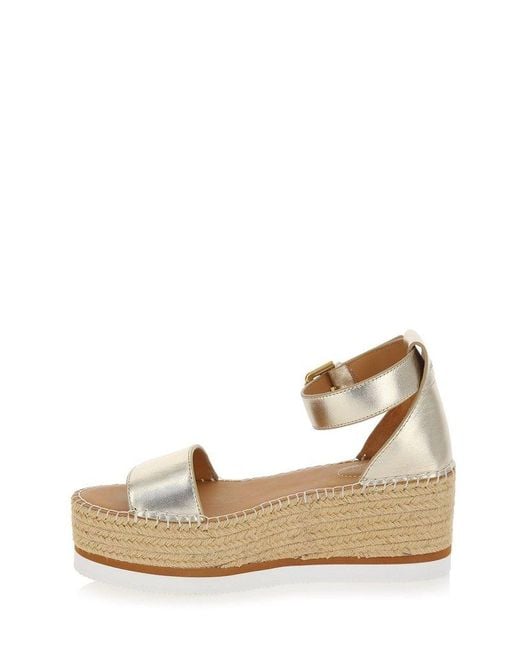 See By Chloé Natural Glyn Buckle Strap Platform Sandals