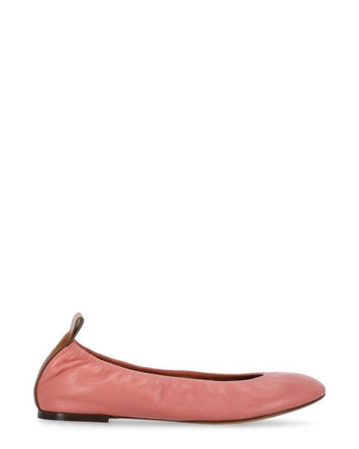Lanvin Pink Ruch Detailed Slip-on Ballerina Shoes
