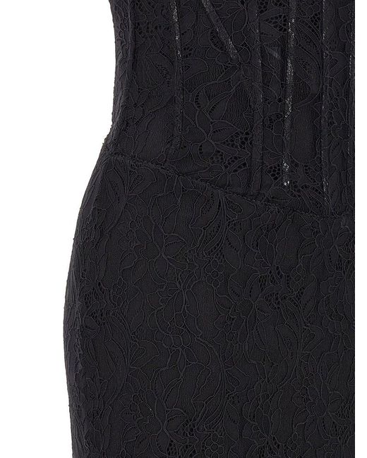 Dolce & Gabbana Black Lace Longuette Dress