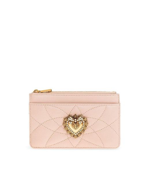 Dolce & Gabbana Pink Devotion Quilted Leather Card Holder