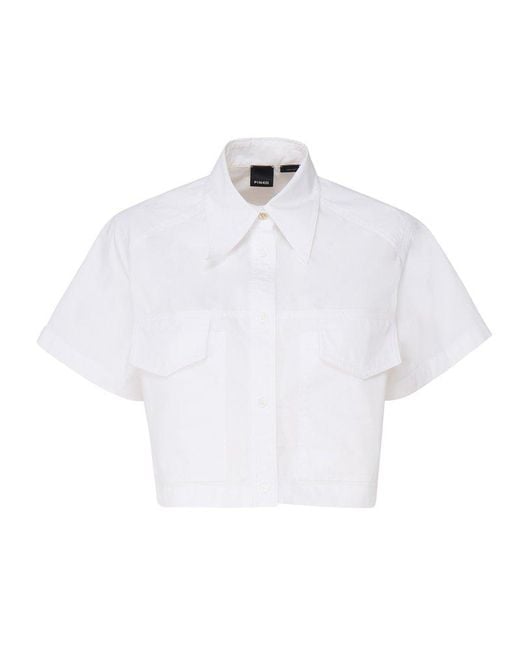 Pinko White Button-up Cropped Shirt