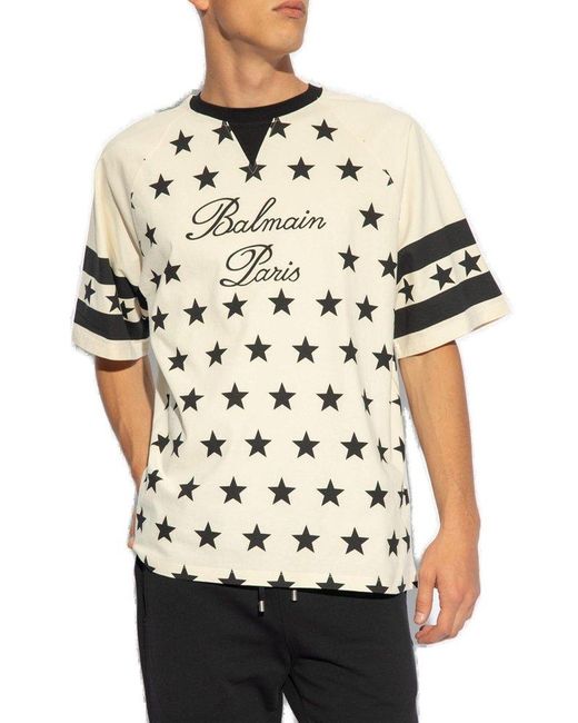 Balmain Natural Signature Star T-Shirt for men
