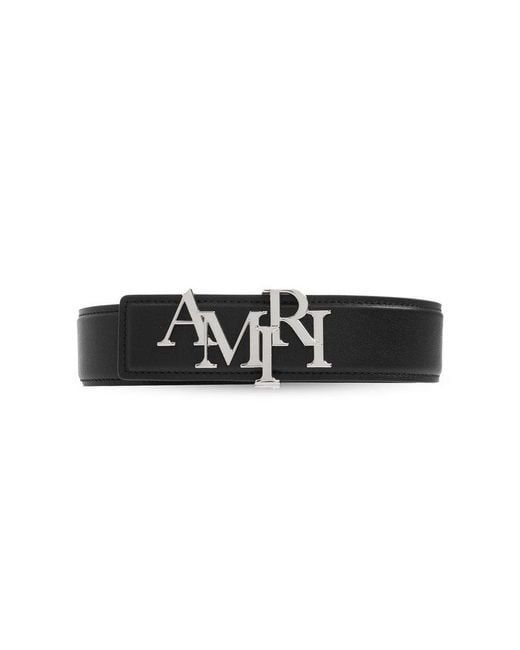 Amiri Black Leather Belt With Logo, for men