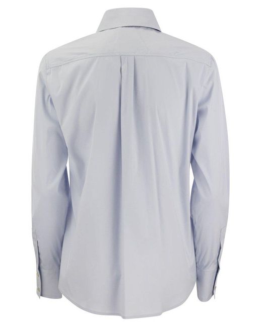 Max Mara Studio Blue Frine Stretch Cotton Shirt