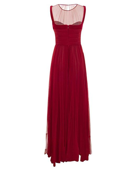 Elisabetta Franchi Red Carpet Dress With Embroidered Velvet Bodice Lyst