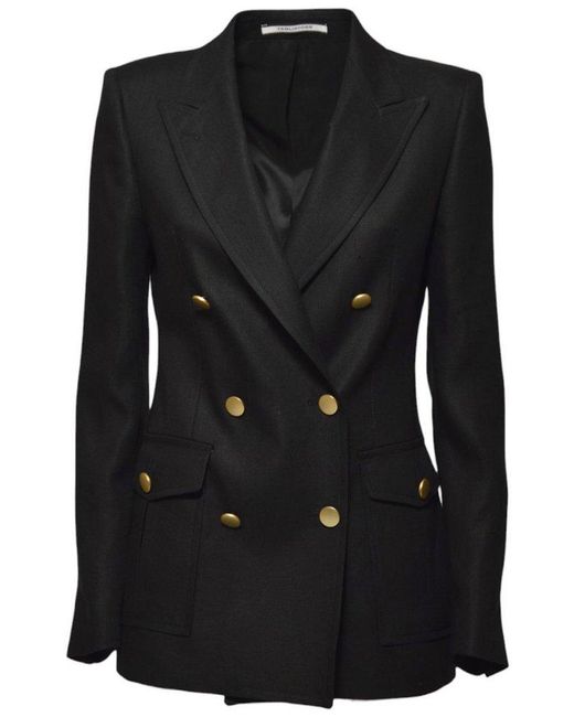 Tagliatore Black Double-Breasted Tailored Blazer