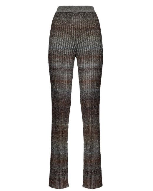 Missoni Straight Leg Ribbed Trousers in Gray | Lyst