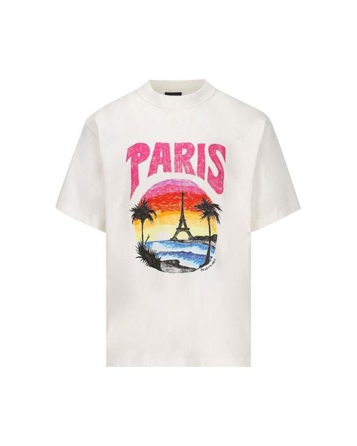 Balenciaga White Paris Tropical Printed T-shirt