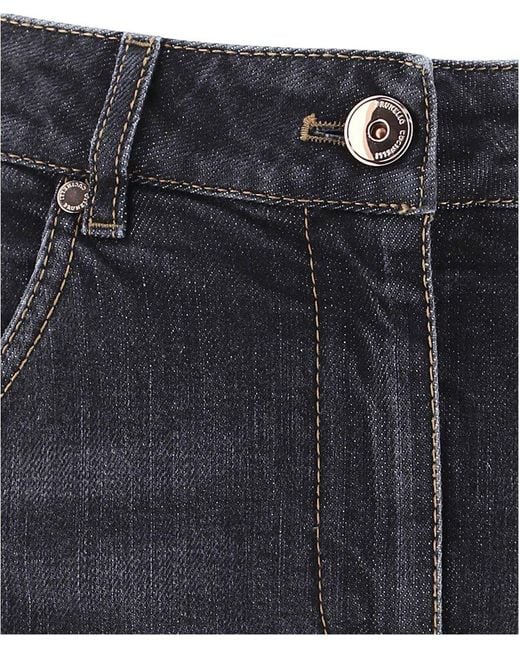Brunello Cucinelli Blue Logo Patch Faded Skinny Jeans