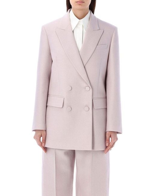 Valentino Pink Double-breasted Long-sleeved Blazer