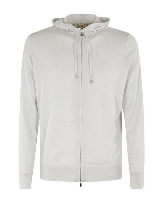 FILIPPO DE LAURENTIIS White Hooded Knit Cardigan for men