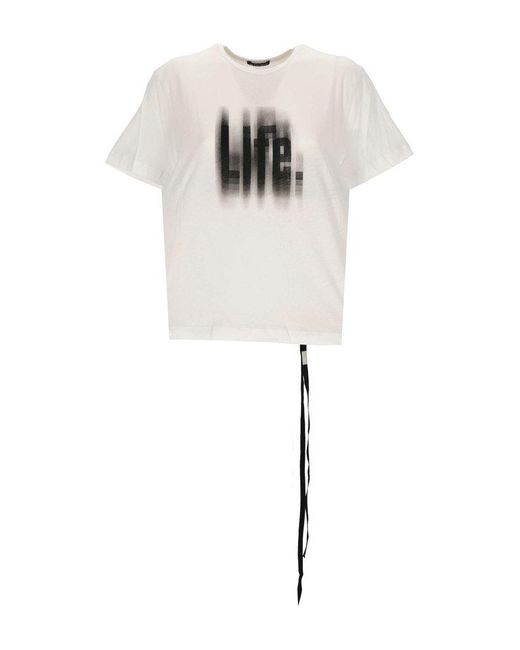 Ann Demeulemeester Strap Detailed Cropped T-shirt in White | Lyst