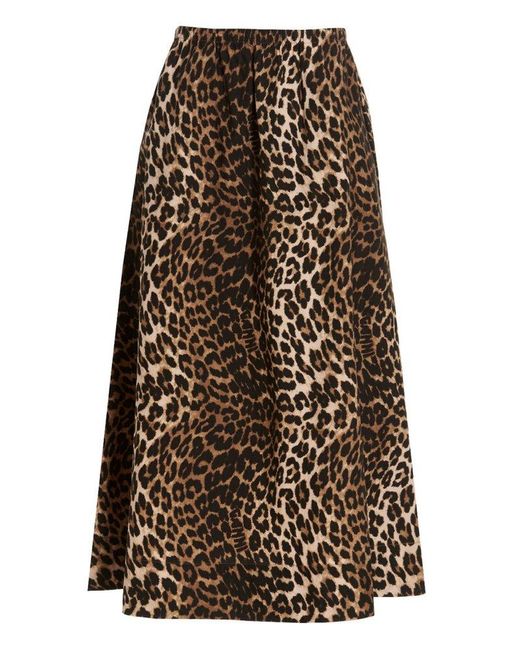 Ganni Multicolor Leopard Printed Elasticated Maxi Skirt