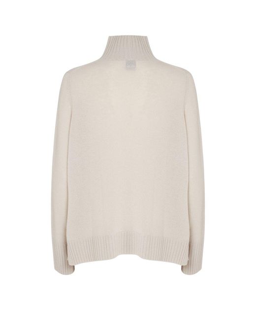 Allude White Long Sleeved Turtleneck Knitted Jumper