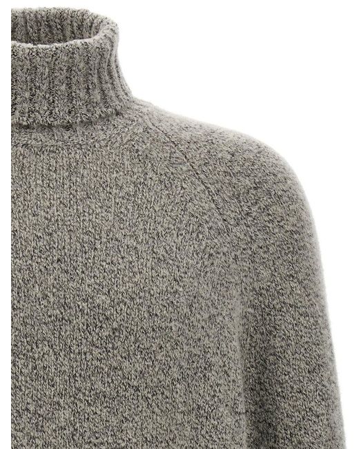 Zegna Gray Boucle Silk Cashmere Sweater Sweater for men