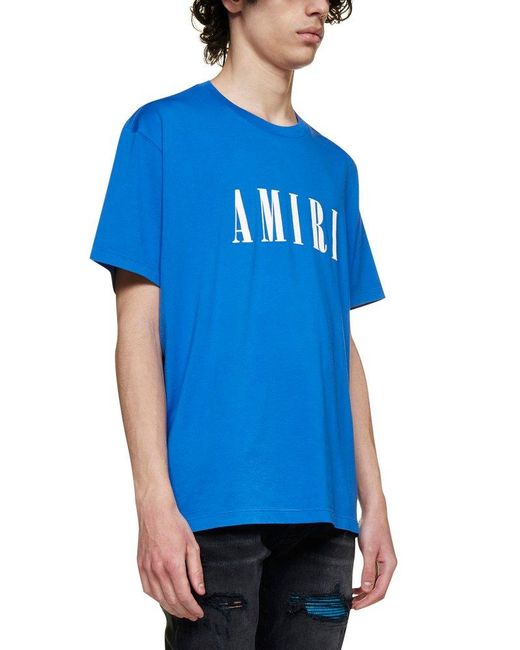 Amiri Logo Printed Crewneck T-shirt in Blue for Men | Lyst