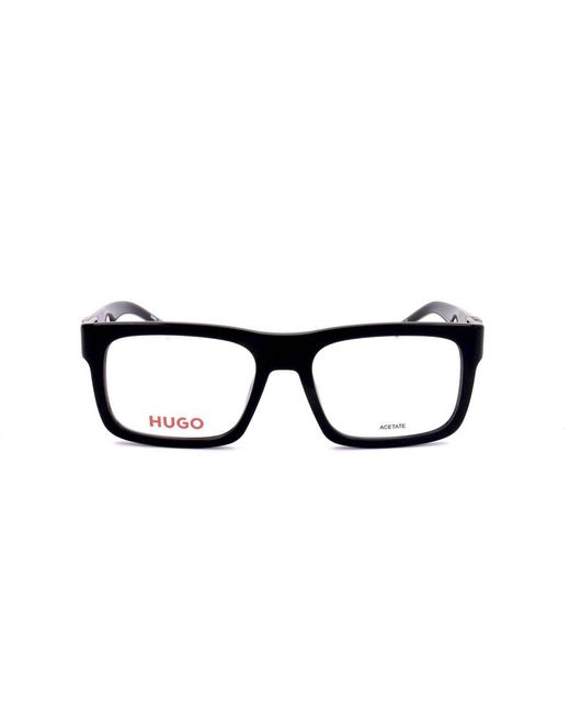 HUGO Black Rectangular Frame Glasses for men