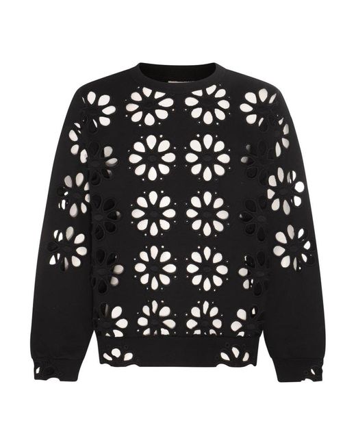 Dries Van Noten Black Cotton Flower Sweatshirt for men