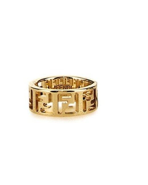 Fendi Metallic Forever Cut-out Detailed Ring