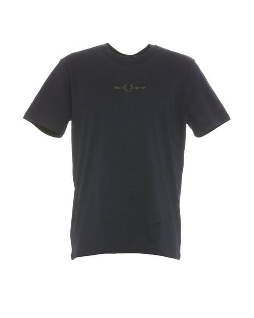 Fred Perry Black Short-sleeved Crewneck T-shirt for men