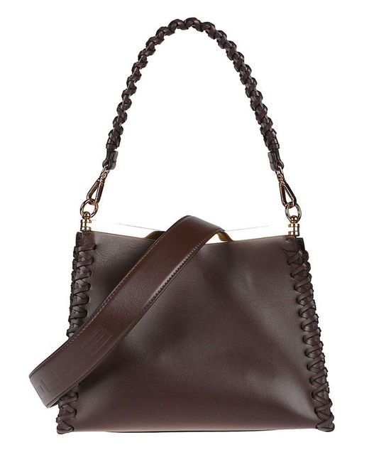 Etro Brown Medium Vela Braided Edge Shoulder Bag
