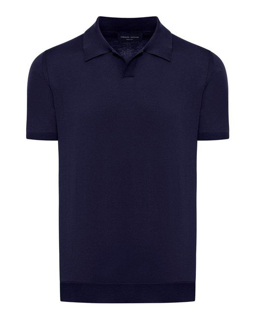 Roberto Collina Blue Short-sleeve Polo Shirt for men