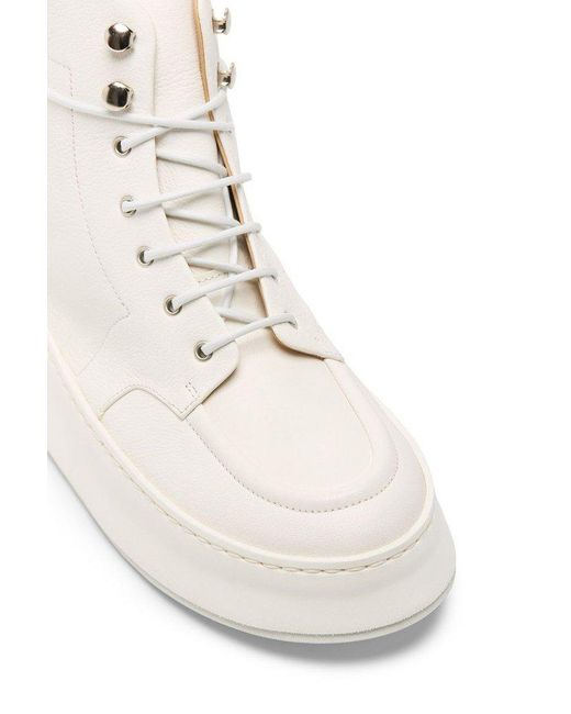 Marsèll White Cassapana Lace-up Ankle Boots