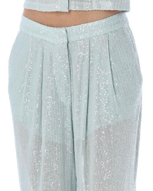ROTATE BIRGER CHRISTENSEN Blue Sequin-Embellished Pleated Trousers