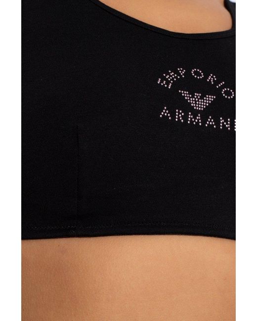 Emporio Armani Black Lingerie Top From The 'sustainability' Collection,