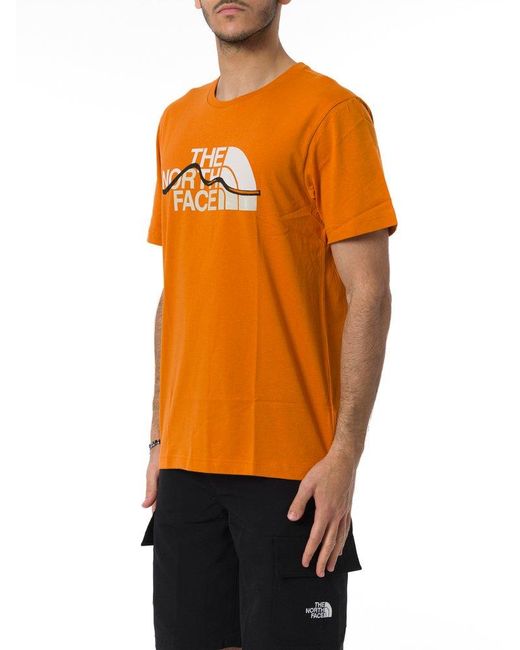 The North Face Orange Logo Printed Crewneck T-shirt for men