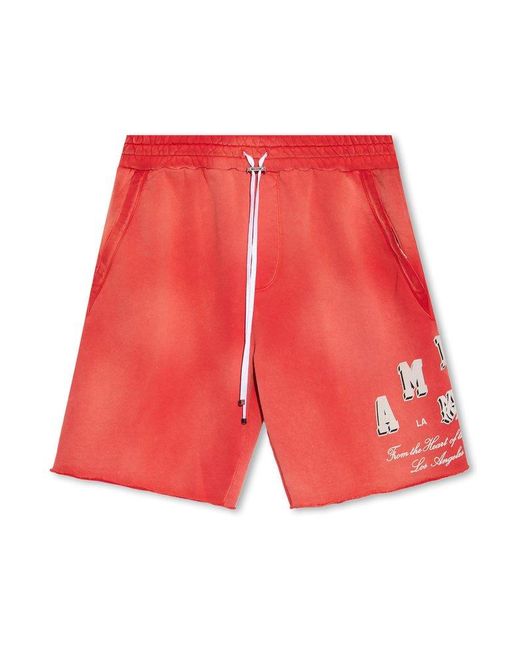 Amiri Red Shorts With Logo for men