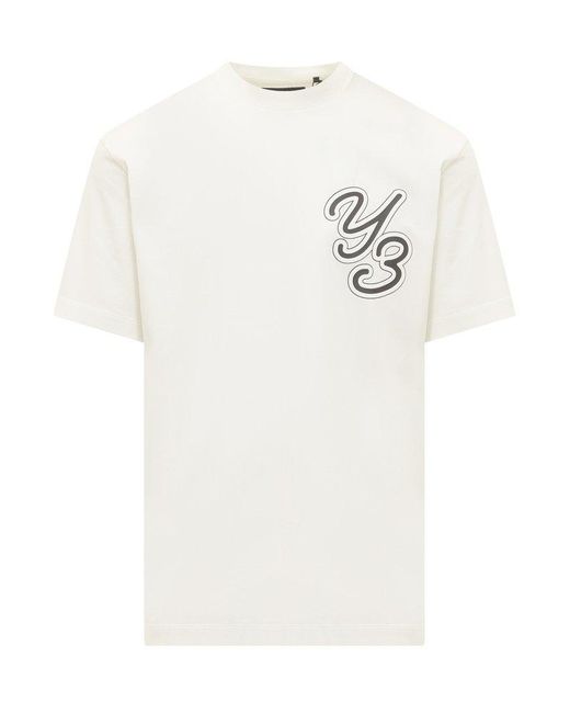 Y-3 Logo Printed Short Sleeved T-shirt in White for Men | Lyst