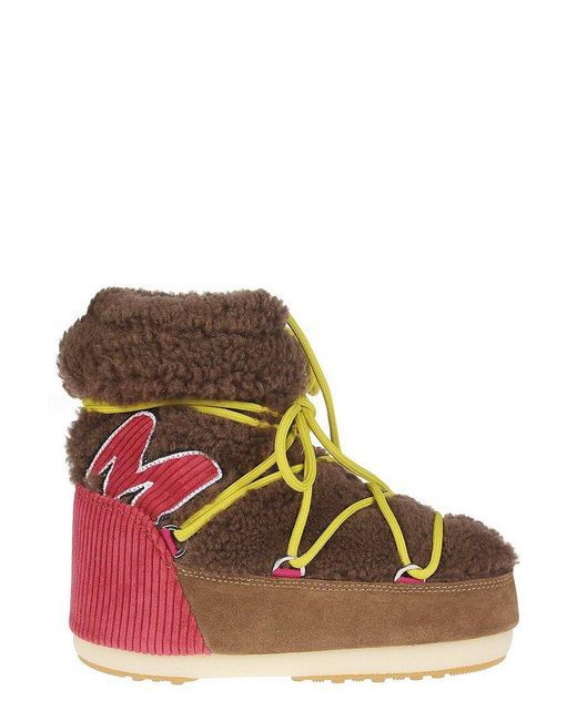 Moon Boot Red Round Toe Lace-up Boots