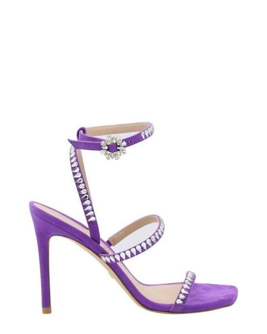 Stuart Weitzman Purple Gemcut Open Toe Stiletto Sandals