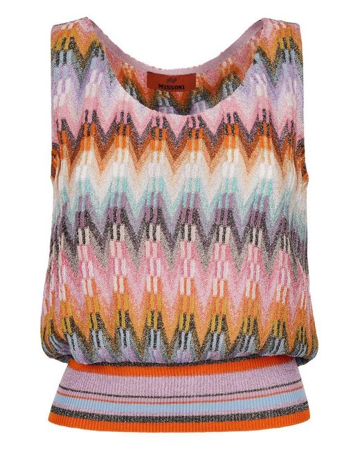 Missoni Red Zig-zag Top With Lurex Clothing