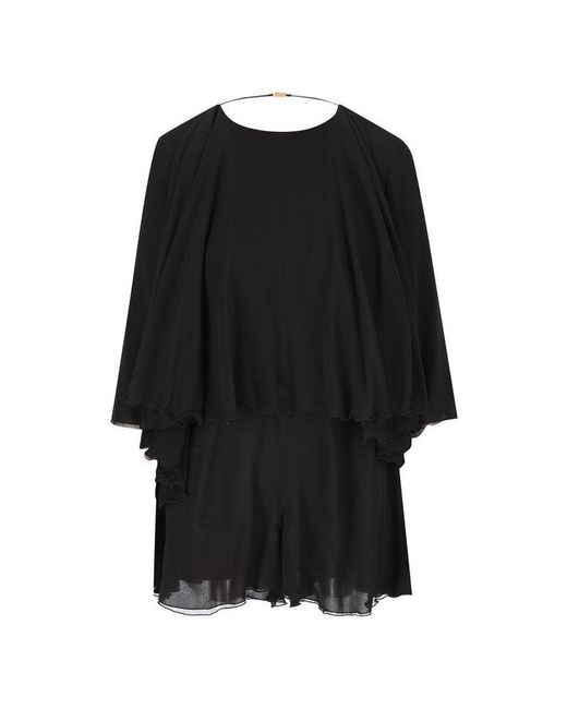 Saint Laurent Black Open-Back Silk Crepe Muslin Romper