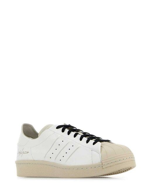 Y-3 White Superstar Lace-Up Sneakers for men