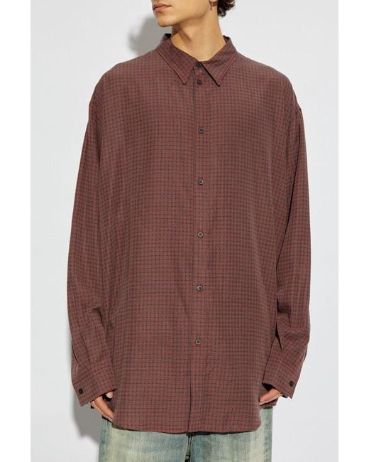 Balenciaga Red Shirt With Check Pattern, ' for men