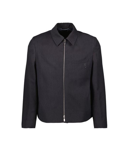 Dior Black Logo Detailed Zip-up Jacket for men