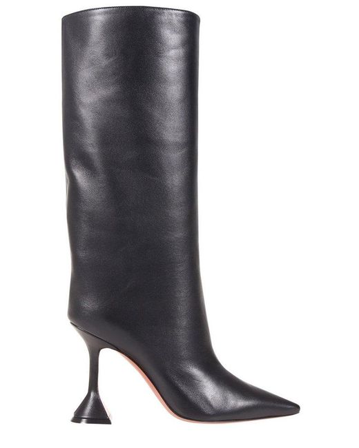 amina black leather boots