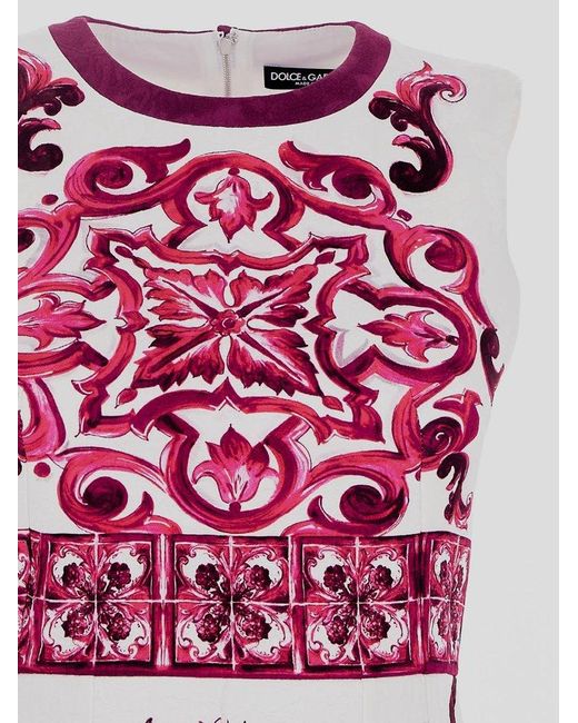 Dolce & Gabbana Red Majolica Print Brocade Mini Dress