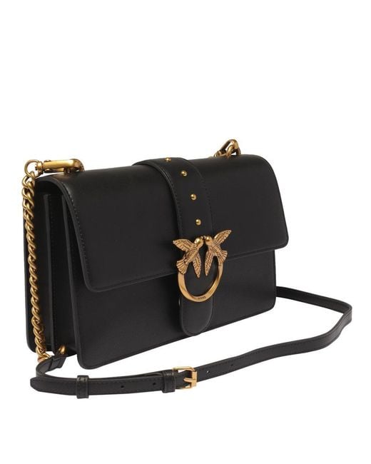 Pinko Black Leather Love One Classic Shoulder Bag