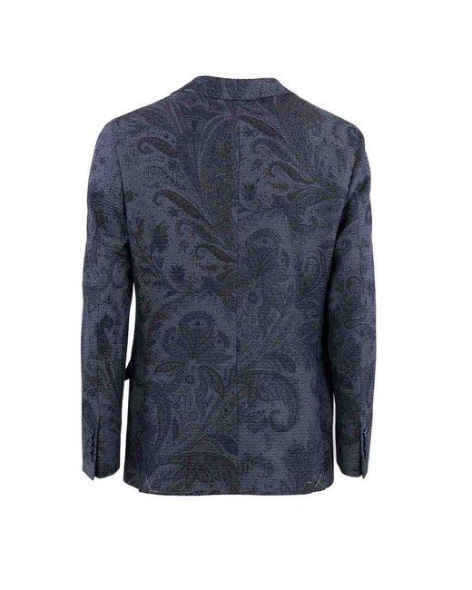 Etro Blue Paisley Jacquard Jacket for men